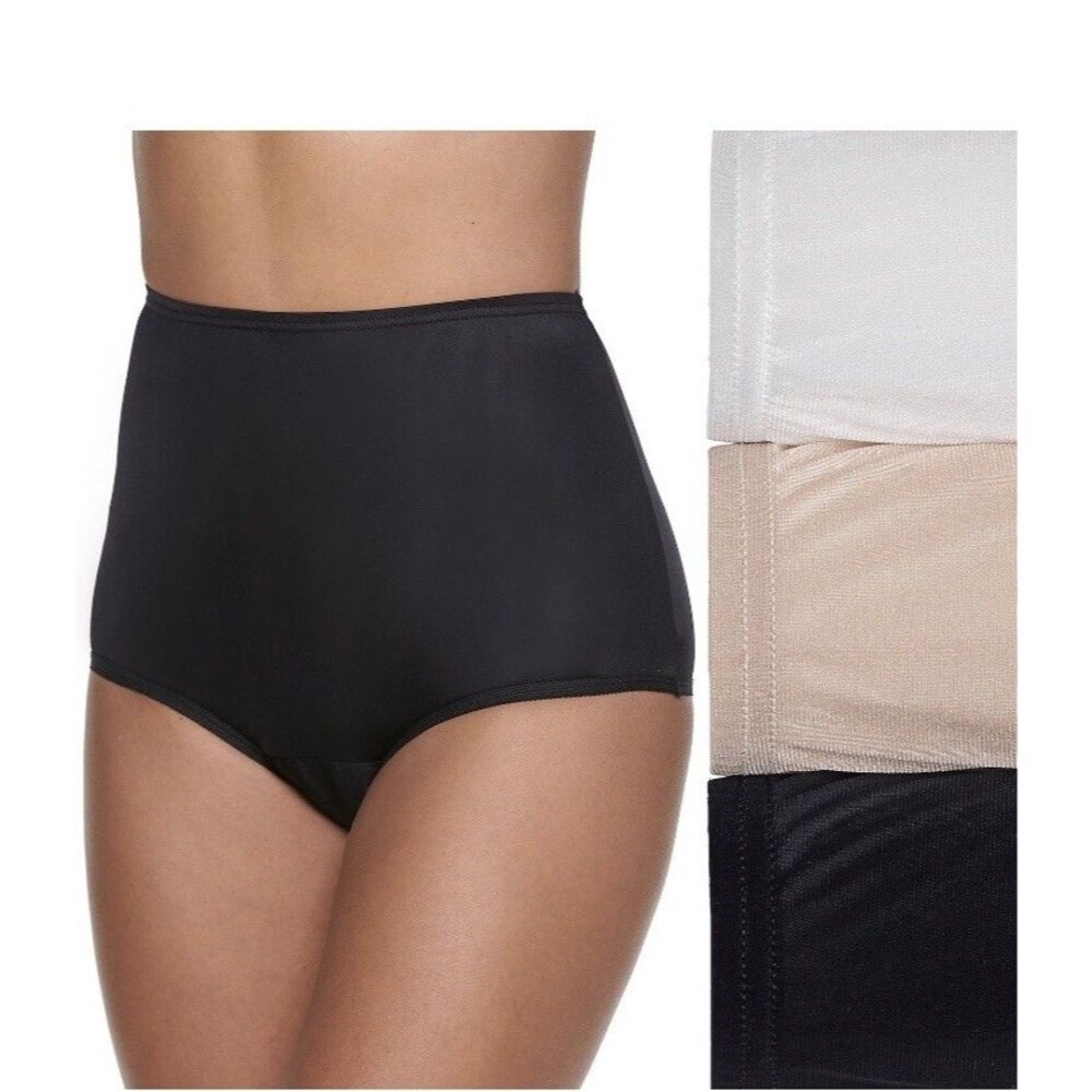 3 VANITY FAIR Ravissant 15711 Nylon Brief Black Beige White Size 11/4X NWT